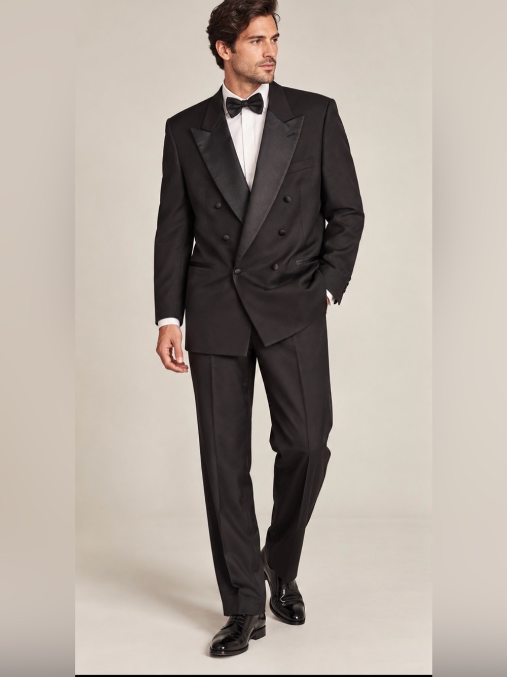 Vintage Christian Dior Le Connaisseur Tuxedo 42L Black Double Breasted Satin